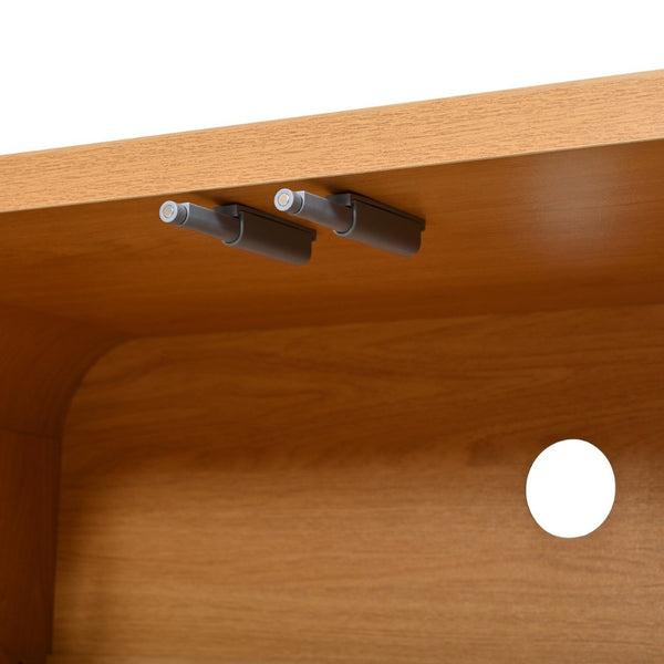 English Elm Farmhouse Wood Grain Media Console with Push Open Cabinets Fits Tvs up to 70 Inches Natural N721P473140D