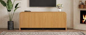 English Elm Farmhouse Wood Grain Media Console with Push Open Cabinets Fits Tvs up to 70 Inches Natural N721P473140D