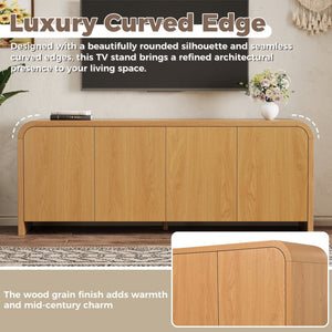 English Elm Farmhouse Wood Grain Media Console with Push Open Cabinets Fits Tvs up to 70 Inches Natural N721P473140D