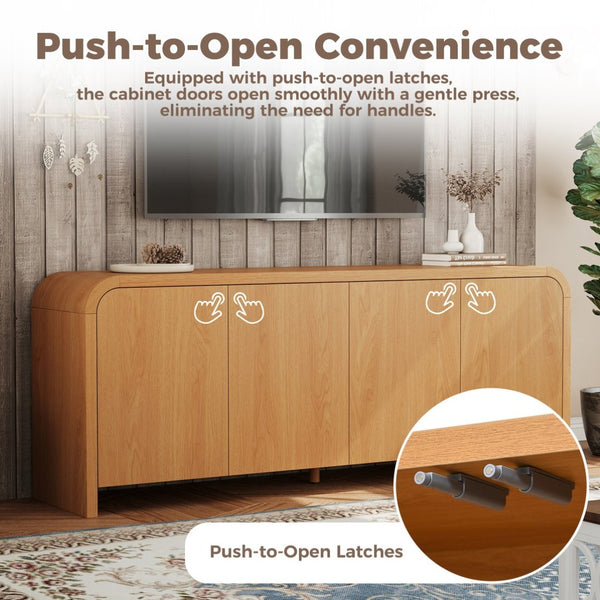 English Elm Farmhouse Wood Grain Media Console with Push Open Cabinets Fits Tvs up to 70 Inches Natural N721P473140D