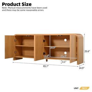 English Elm Farmhouse Wood Grain Media Console with Push Open Cabinets Fits Tvs up to 70 Inches Natural N721P473140D