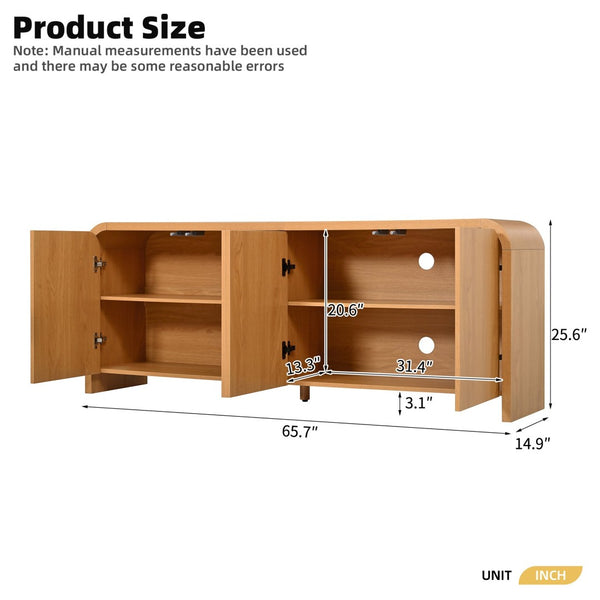 English Elm Farmhouse Wood Grain Media Console with Push Open Cabinets Fits Tvs up to 70 Inches Natural N721P473140D