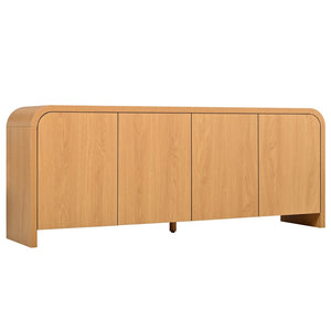 English Elm Farmhouse Wood Grain Media Console with Push Open Cabinets Fits Tvs up to 70 Inches Natural N721P473140D