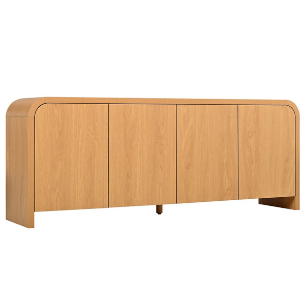 English Elm Farmhouse Wood Grain Media Console with Push Open Cabinets Fits Tvs up to 70 Inches Natural N721P473140D