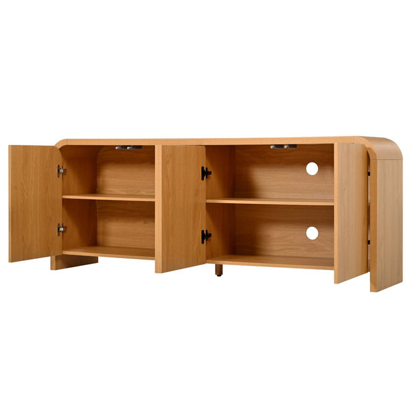 English Elm Farmhouse Wood Grain Media Console with Push Open Cabinets Fits Tvs up to 70 Inches Natural N721P473140D