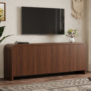 English Elm Farmhouse Wood Grain Media Console with Push Open Cabinets Fits Tvs up to 70 Inches Walnut N721P473140P