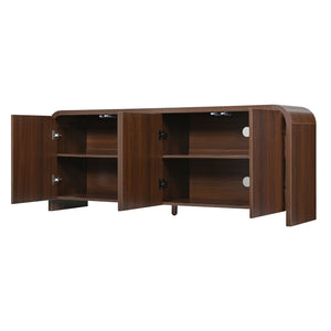 English Elm Farmhouse Wood Grain Media Console with Push Open Cabinets Fits Tvs up to 70 Inches Walnut N721P473140P