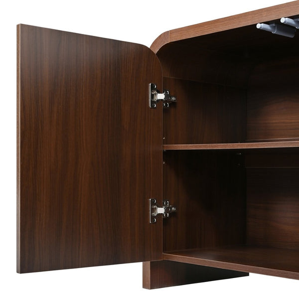 English Elm Farmhouse Wood Grain Media Console with Push Open Cabinets Fits Tvs up to 70 Inches Walnut N721P473140P