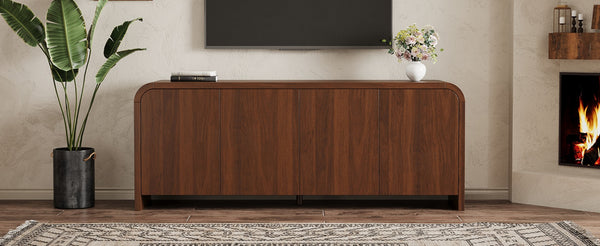English Elm Farmhouse Wood Grain Media Console with Push Open Cabinets Fits Tvs up to 70 Inches Walnut N721P473140P