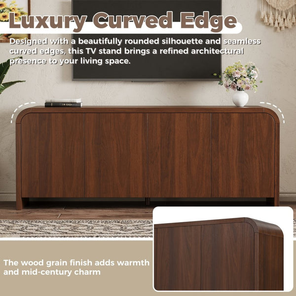 English Elm Farmhouse Wood Grain Media Console with Push Open Cabinets Fits Tvs up to 70 Inches Walnut N721P473140P