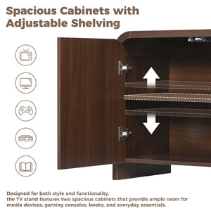 English Elm Farmhouse Wood Grain Media Console with Push Open Cabinets Fits Tvs up to 70 Inches Walnut N721P473140P