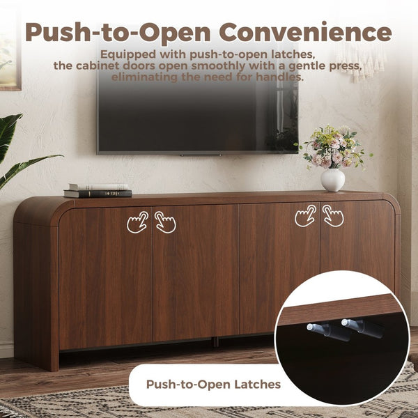 English Elm Farmhouse Wood Grain Media Console with Push Open Cabinets Fits Tvs up to 70 Inches Walnut N721P473140P