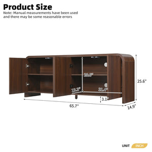 English Elm Farmhouse Wood Grain Media Console with Push Open Cabinets Fits Tvs up to 70 Inches Walnut N721P473140P