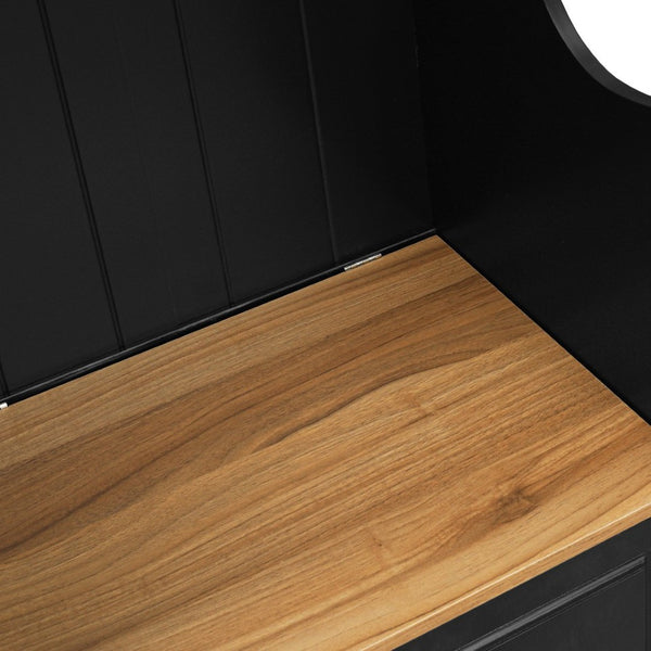 English Elm Stylish Minimalist Hall Tree with Flip Bench Shoe Cabinet and Hanging Hooks Black N721P484458B
