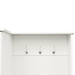 English Elm Stylish Minimalist Hall Tree with Flip Bench Shoe Cabinet and Hanging Hooks White N721P484458K