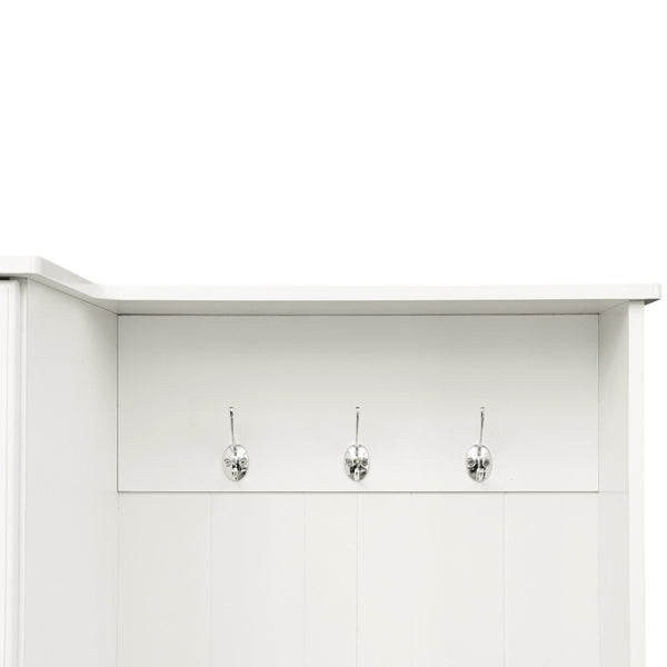 English Elm Stylish Minimalist Hall Tree with Flip Bench Shoe Cabinet and Hanging Hooks White N721P484458K