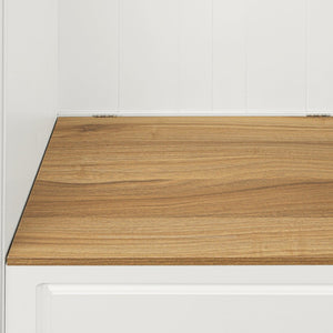 English Elm Stylish Minimalist Hall Tree with Flip Bench Shoe Cabinet and Hanging Hooks White N721P484458K
