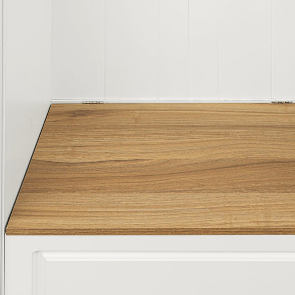 English Elm Stylish Minimalist Hall Tree with Flip Bench Shoe Cabinet and Hanging Hooks White N721P484458K