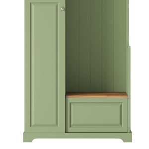 English Elm Stylish Green Hall Tree with Flip up Bench Concealed Storage and Four Shelf Cabinet N721P484458M