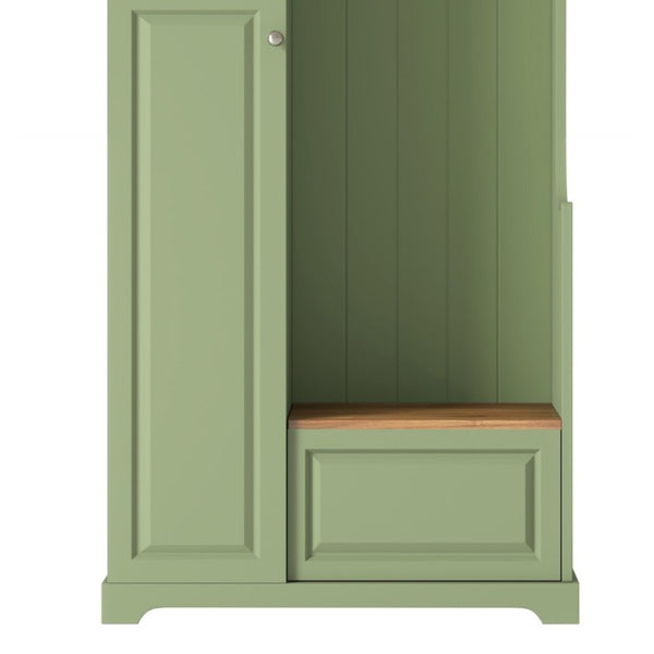 English Elm Stylish Green Hall Tree with Flip up Bench Concealed Storage and Four Shelf Cabinet N721P484458M