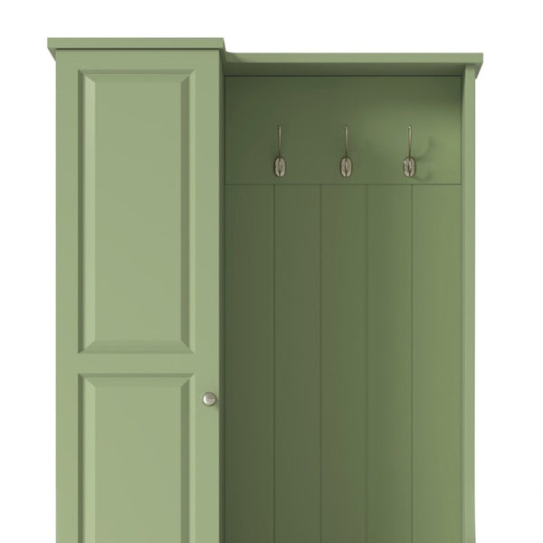 English Elm Stylish Green Hall Tree with Flip up Bench Concealed Storage and Four Shelf Cabinet N721P484458M