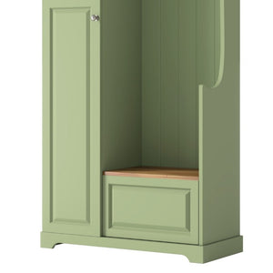 English Elm Stylish Green Hall Tree with Flip up Bench Concealed Storage and Four Shelf Cabinet N721P484458M