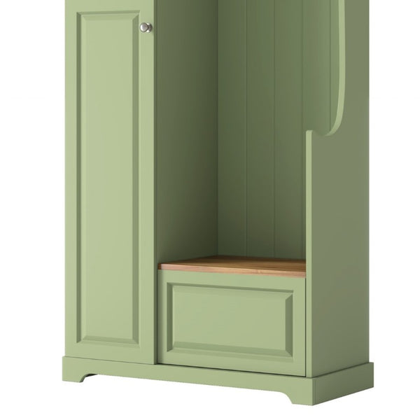 English Elm Stylish Green Hall Tree with Flip up Bench Concealed Storage and Four Shelf Cabinet N721P484458M