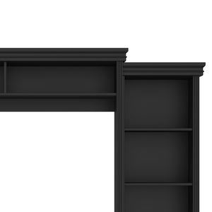 English Elm Elegant Farmhouse Wall Unit with Crown Molding Bookshelves and Gold Hardware Tv Console Black N721S000081B