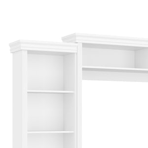 English Elm Elegant Farmhouse Wall Unit with Crown Molding Bookshelves and Gold Hardware Tv Console White N721S000081K