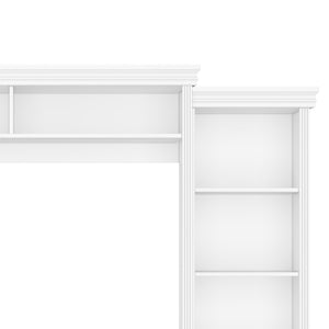 English Elm Elegant Farmhouse Wall Unit with Crown Molding Bookshelves and Gold Hardware Tv Console White N721S000081K