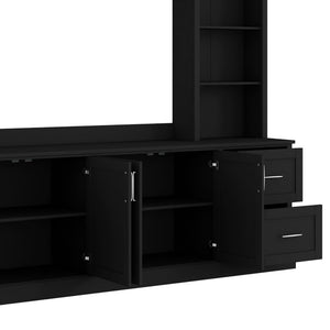 English Elm Modern Arched Wall Unit Entertainment Center with Drawers and Adjustable Shelves Black N721S000083B