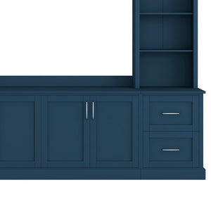 English Elm Modern Arched Wall Unit Entertainment Center with Drawers and Adjustable Shelves Blue N721S000083C