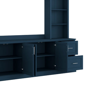 English Elm Modern Arched Wall Unit Entertainment Center with Drawers and Adjustable Shelves Blue N721S000083C