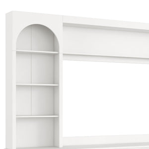 English Elm Modern Arched Wall Unit Entertainment Center with Drawers and Adjustable Shelves White N721S000083K