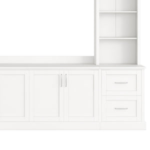 English Elm Modern Arched Wall Unit Entertainment Center with Drawers and Adjustable Shelves White N721S000083K