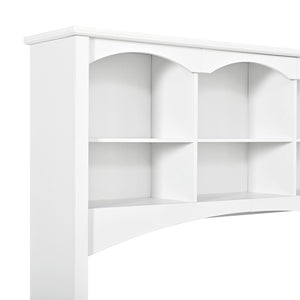 English Elm Space-saving Farmhouse Corner Desk with Arched Hutch File Drawers and Charging Ports White N721S000086K
