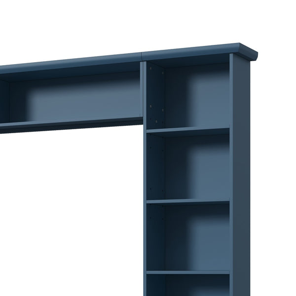 English Elm Farmhouse Built-in Style Entertainment Center with Drawers Cabinets and Adjustable Shelving Blue N721S000087C