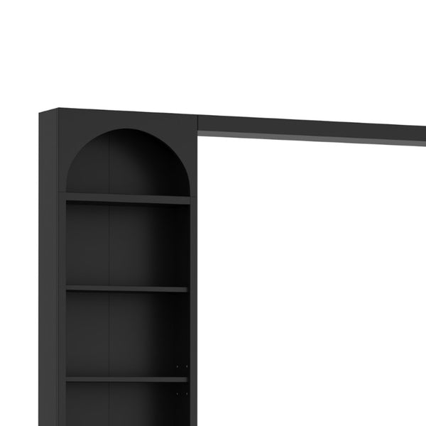 English Elm Modern Arched Wall Entertainment Center with Six Drawers Open Shelves for Living Room Black N721S000089B