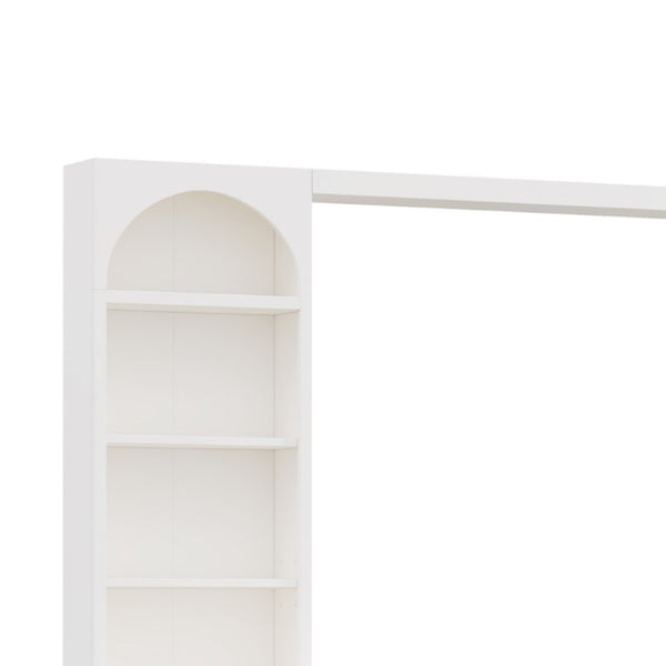 English Elm Modern Arched Wall Entertainment Center with Six Drawers Open Shelves for Living Room White N721S000089K