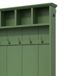 English Elm On-Trend Farmhouse Hall Tree Sage Green Cabinetry Walnut Bench Mudroom Organizer N721S000091M
