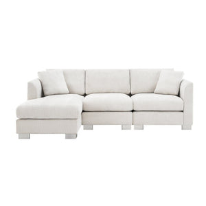 English Elm 6037A-Package L-Shaped Chenille Sectional with Chaise and Silver Aluminum Legs N723P210200A