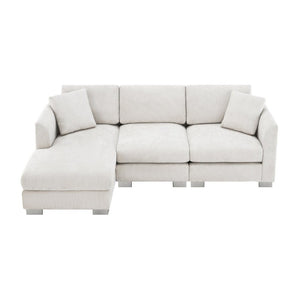 English Elm 6037A-Package L-Shaped Chenille Sectional with Chaise and Silver Aluminum Legs N723P210200A