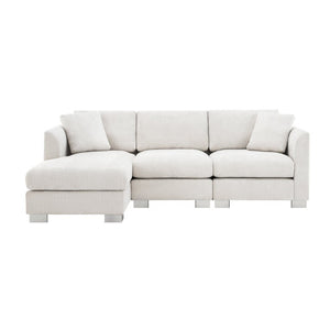 English Elm 6037A-Package L-Shaped Chenille Sectional with Chaise Pocket Spring Living Room Sofa N723P210202A