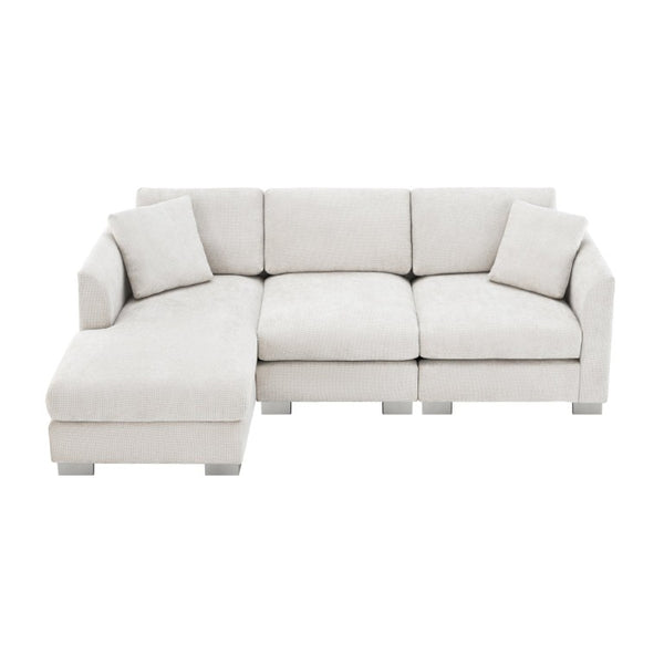 English Elm 6037A-Package L-Shaped Chenille Sectional with Chaise Pocket Spring Living Room Sofa N723P210202A