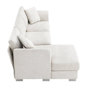 English Elm 6037A-Package L-Shaped Chenille Sectional with Chaise Pocket Spring Living Room Sofa N723P210202A