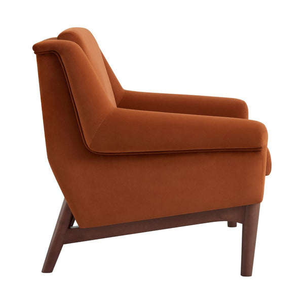 English Elm Modern Velvet Accent Chair Flared Arms Birch Legs Mid-century Lounge for Bedroom N723P426251O