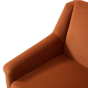 English Elm Modern Velvet Accent Chair Flared Arms Birch Legs Mid-century Lounge for Bedroom N723P426251O