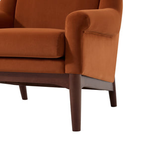 English Elm Modern Velvet Accent Chair Flared Arms Birch Legs Mid-century Lounge for Bedroom N723P426251O
