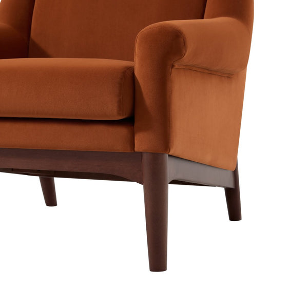 English Elm Modern Velvet Accent Chair Flared Arms Birch Legs Mid-century Lounge for Bedroom N723P426251O
