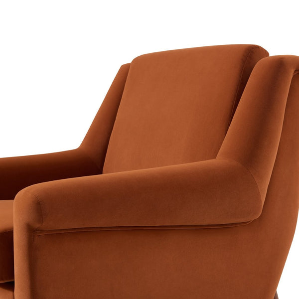 English Elm Modern Velvet Accent Chair Flared Arms Birch Legs Mid-century Lounge for Bedroom N723P426251O